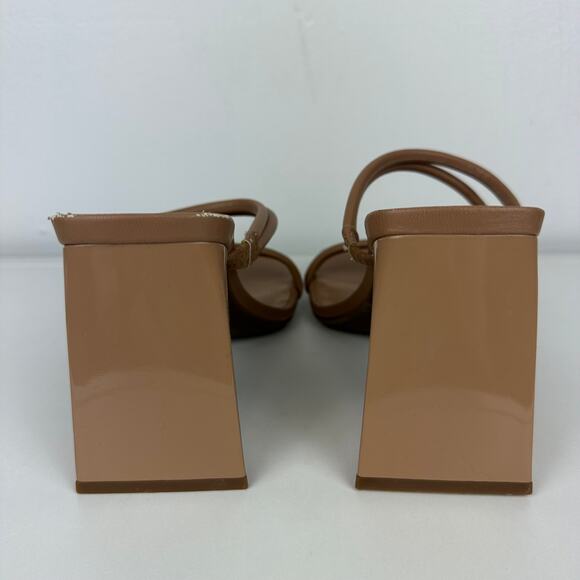 Abound Womens Strappy Slip-On Slide Faux Leather Block Heel Beige Sandals 6.5M - Picture 4 of 9